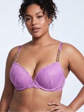 Victoria’s Secret Very Sexy Push-Up Bra 32D | Lace Lingerie Lilac Purple